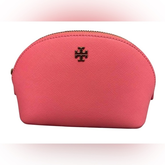 Tory Burch Robinson Emerson Leather Make Up Travel T Logo Cosmetic Zip Case - Picture 7 of 8